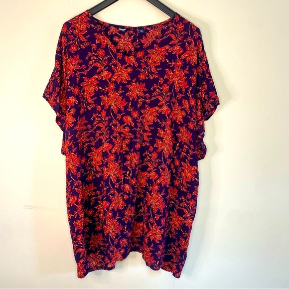 Women's Lands End Modal Purple Red Floral Dress Cover Up Big Sleeves Medium - Picture 2 of 14
